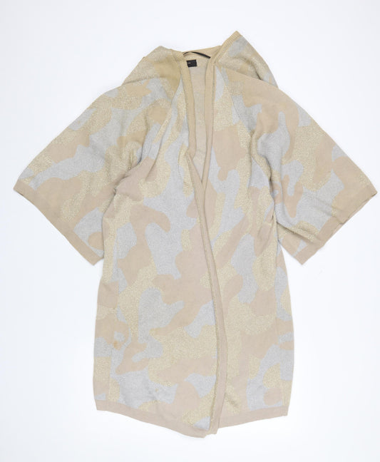 Selected Femme Womens Beige Camouflage Knit Cardigan M Relaxed Fit