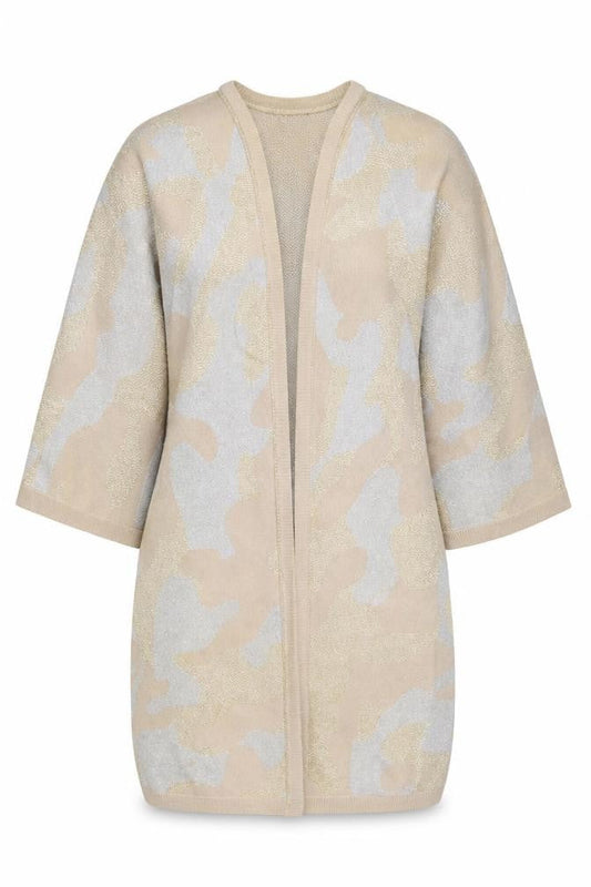 Selected Femme Womens Beige Camouflage Knit Cardigan M Relaxed Fit