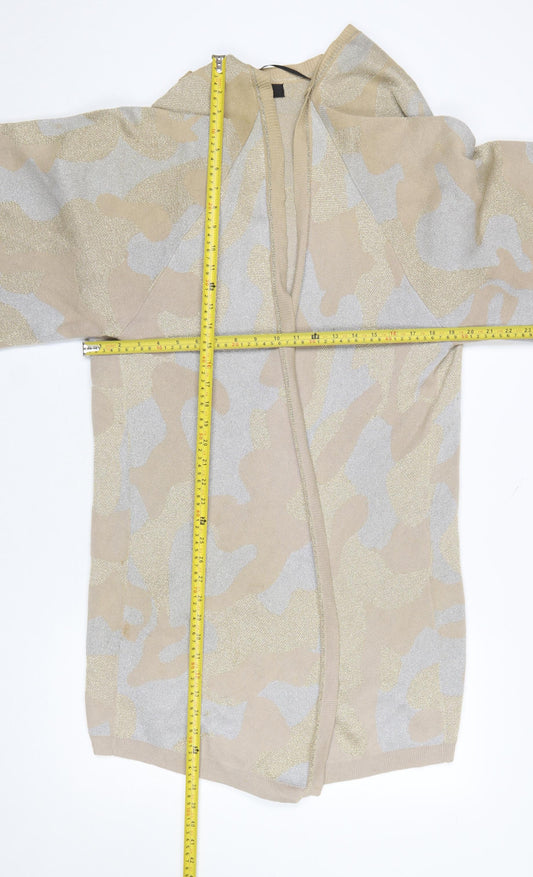 Selected Femme Womens Beige Camouflage Knit Cardigan M Relaxed Fit