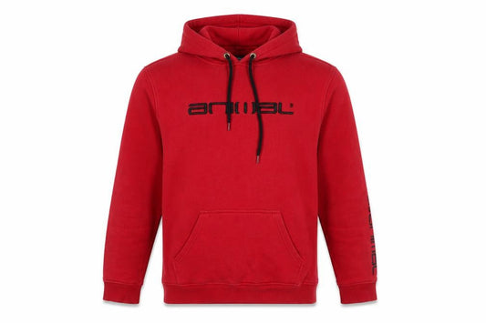 Animal Men's Red Pullover Hoodie Small Fleece Cotton Blend