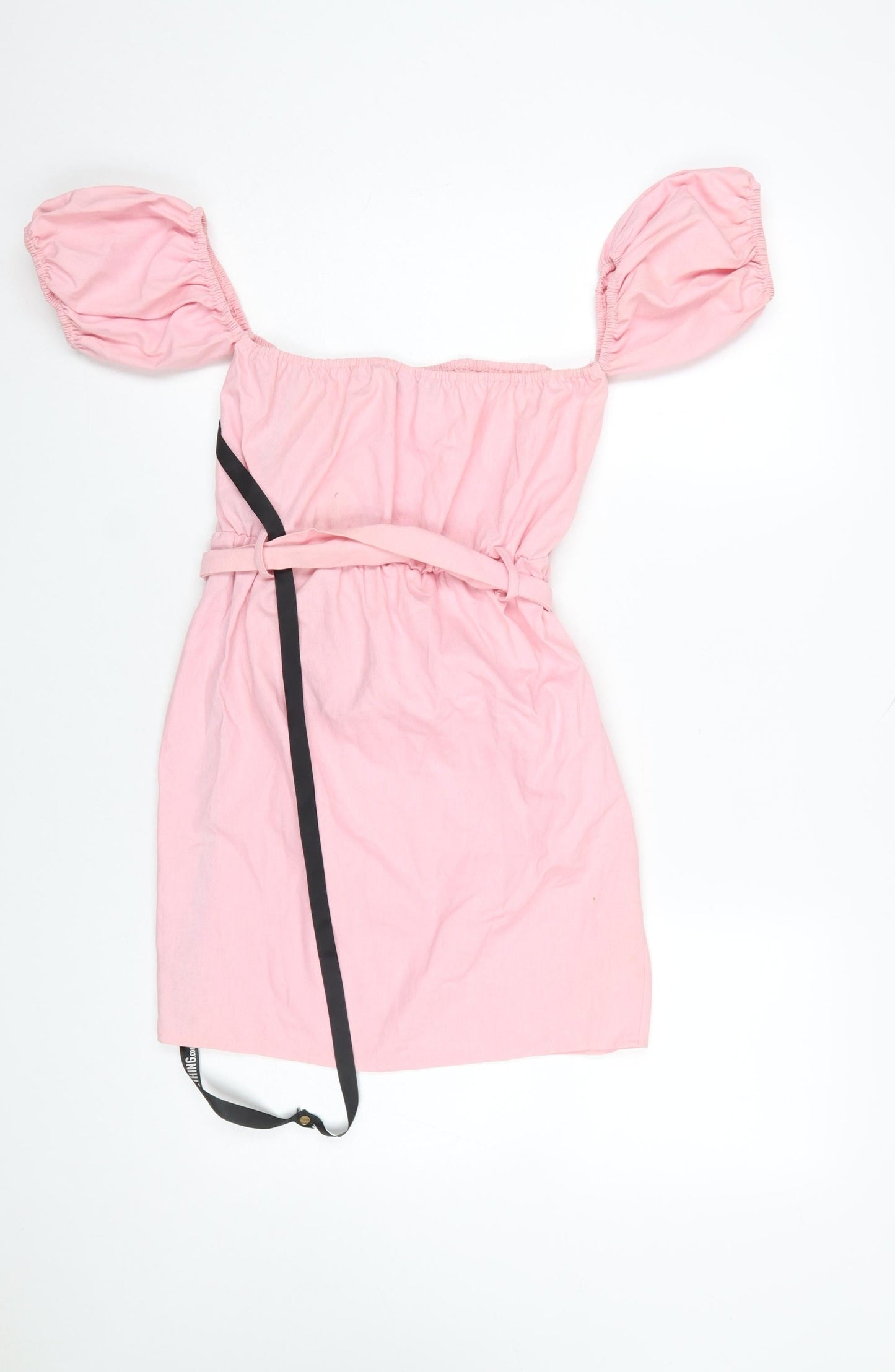 PrettyLittleThing Women’s Pink Off Shoulder Belted Bodycon Dress Size 8