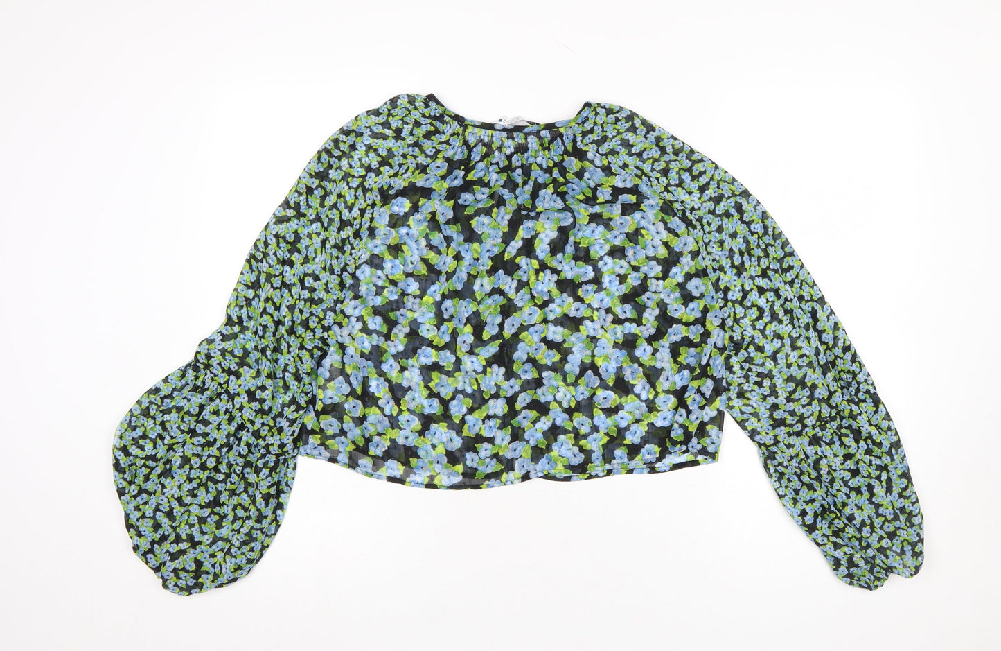ZARA Women Multicoloured Floral Chiffon Long Sleeve Blouse Size 12