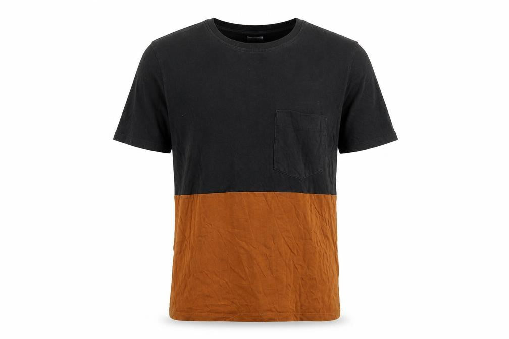 ZARA Men's Black Brown Colourblock Cotton T-Shirt Size L