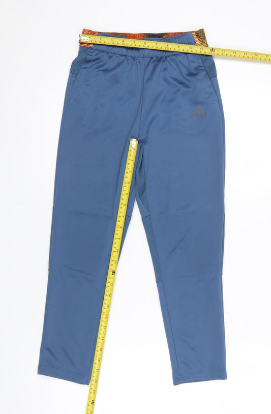 Adidas Boys Blue 9-10 Years Track Pants Recycled Polyester Activewear