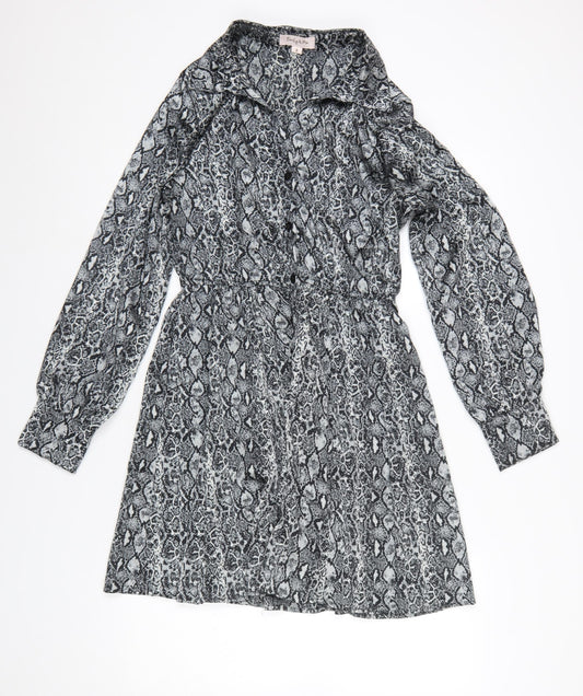Emily & Me Women’s Grey Animal Print Shirt Dress Size 8
