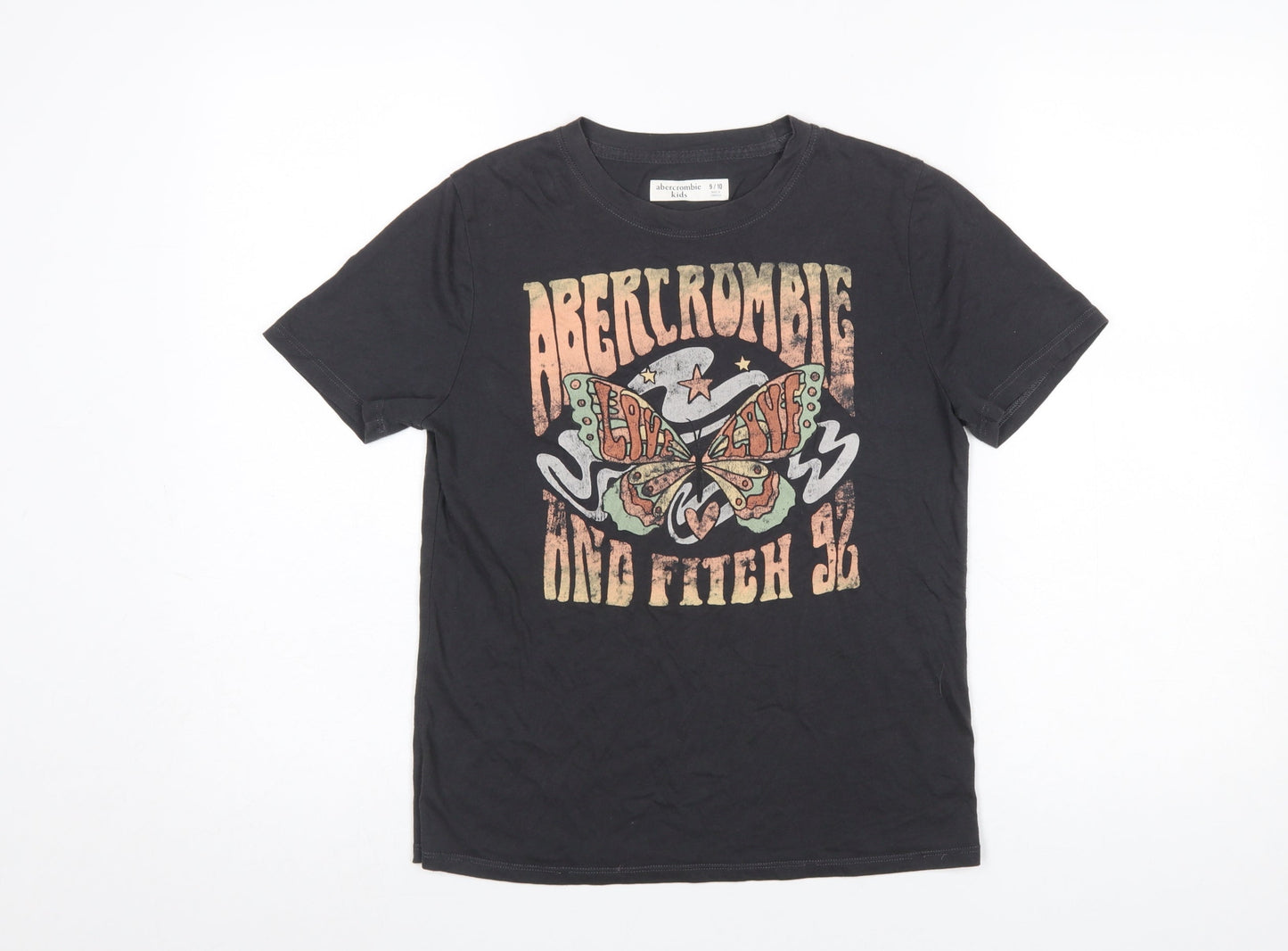 Abercrombie Kids Boys Black 9-10 Years Graphic Print Butterfly T-Shirt