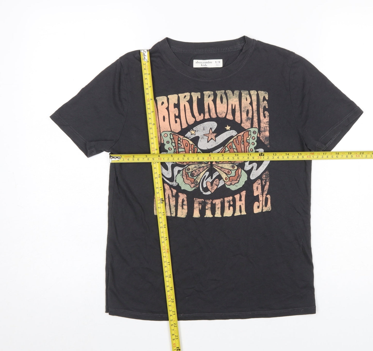 Abercrombie Kids Boys Black 9-10 Years Graphic Print Butterfly T-Shirt