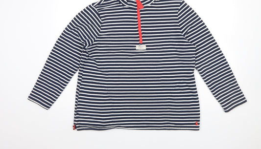 Joules Women Navy White Striped 1/4 Zip Pullover Sweatshirt UK 12