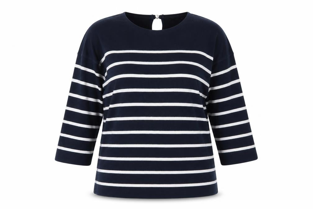 Massimo Dutti Women’s Blue Striped Long Sleeve Cotton T-Shirt Size 10
