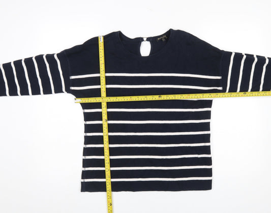 Massimo Dutti Women’s Blue Striped Long Sleeve Cotton T-Shirt Size 10