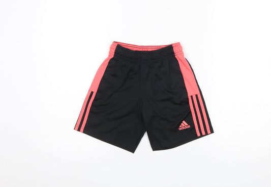 Adidas Boys Black and Pink 9-10 Years Athletic Shorts Lightweight