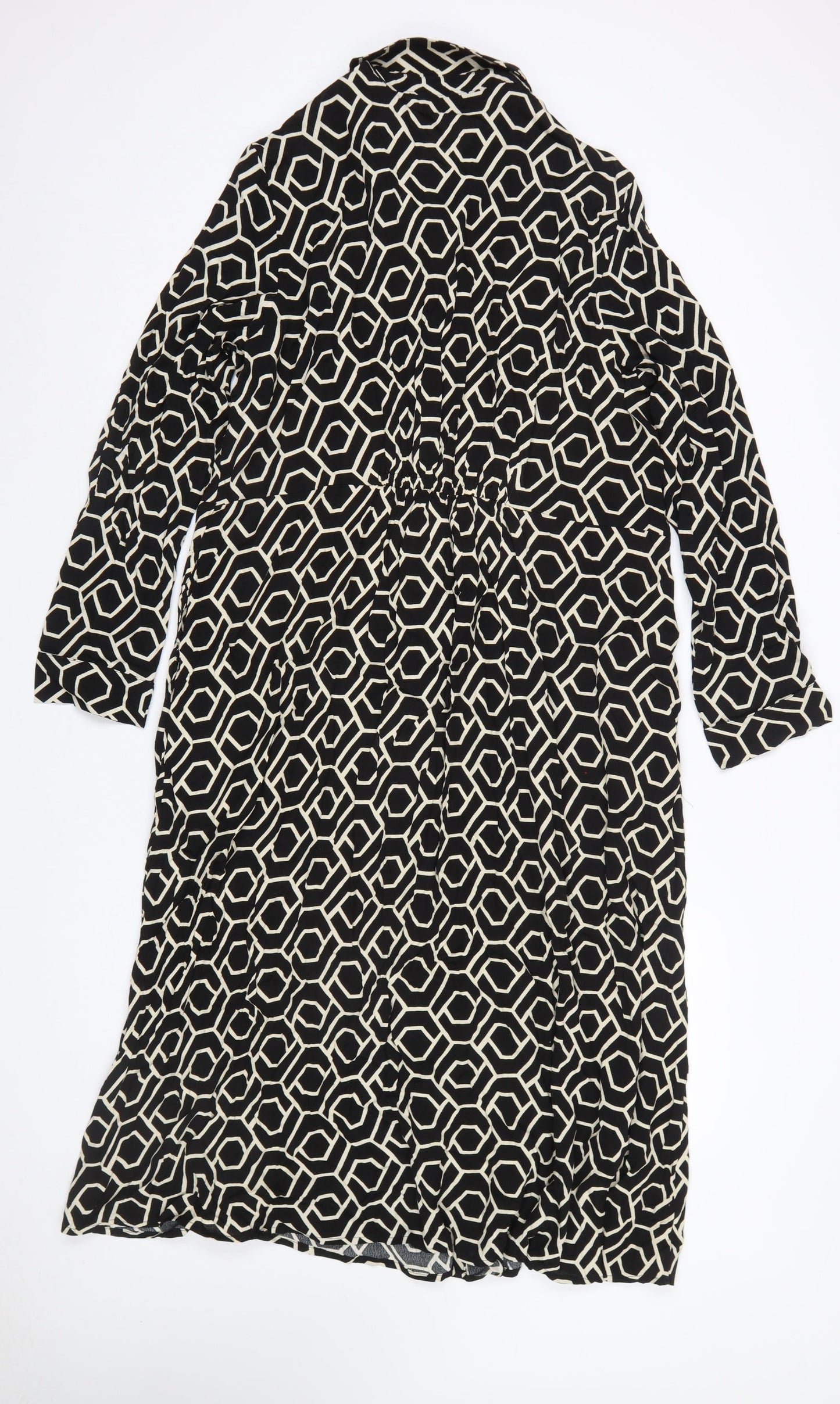 Dunnes Stores Women's Black Geometric Shirt Dress XL