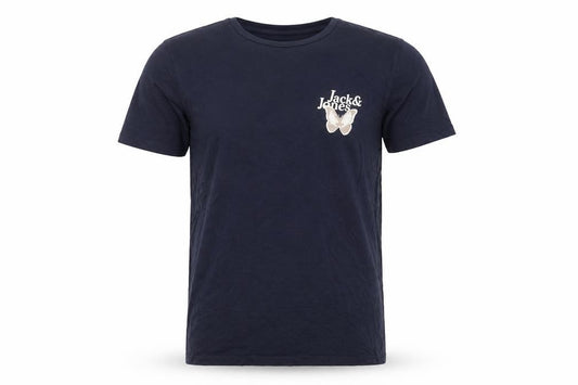 Jack & Jones Men's Blue Butterfly Logo Crew Neck T-Shirt Size S