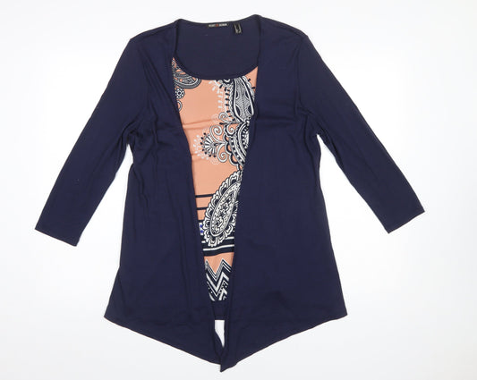 Punt Roma Women's Blue Paisley Tunic Blouse Size S 3/4 Sleeve