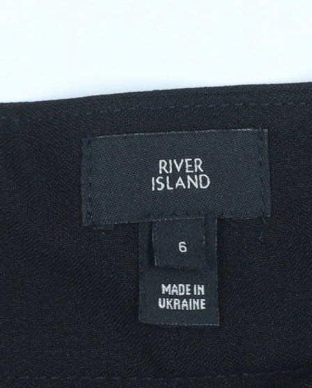River Island Women’s Black Paperbag Shorts Size 6 Belted High Waist