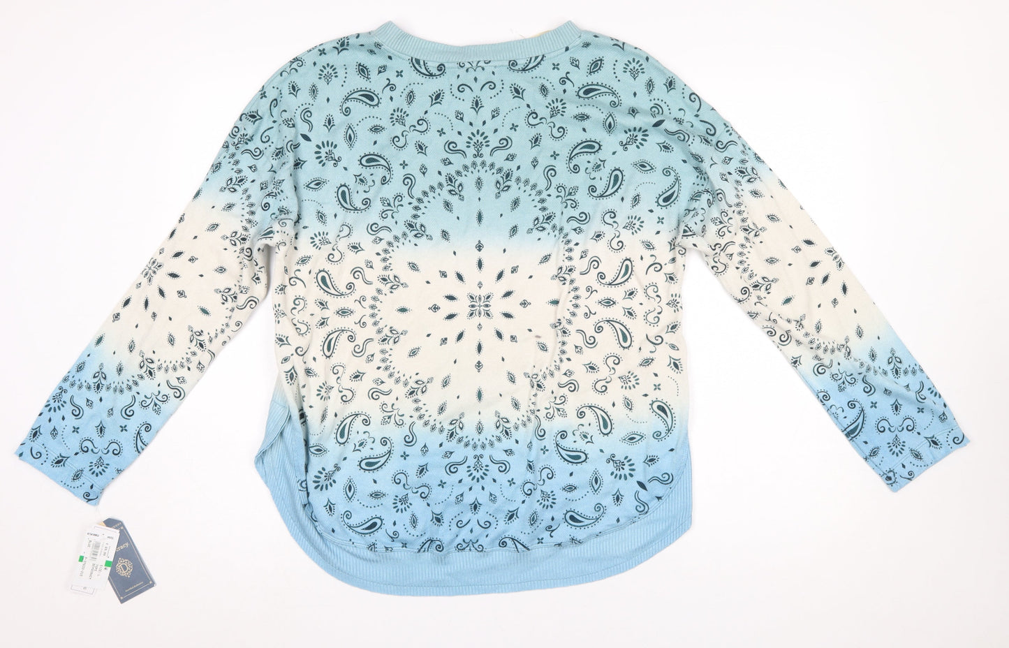 Democracy Women Blue Paisley Knit Pullover Jumper Size L