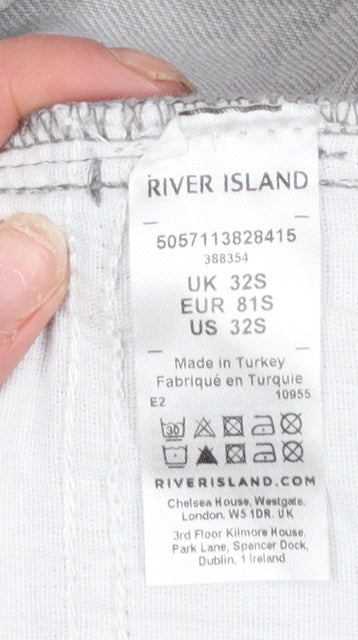 River Island Men's Grey Straight Leg Denim Jeans 32S