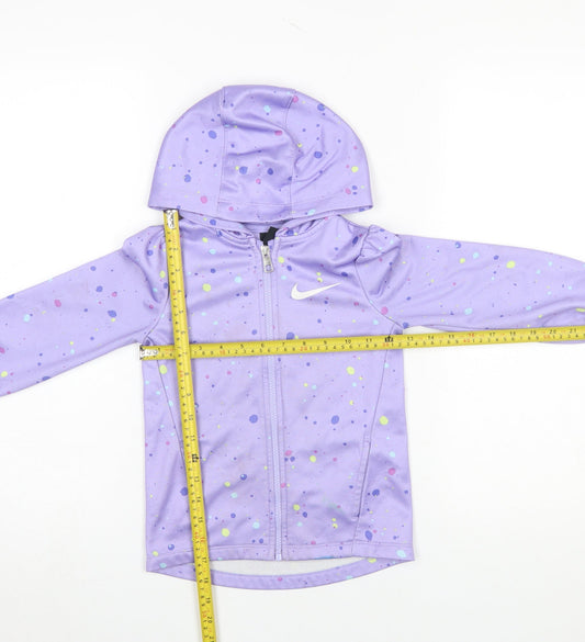Nike Girls Purple Dri-FIT Full Zip Hoodie 3-4 Years Lightweight Sportswear