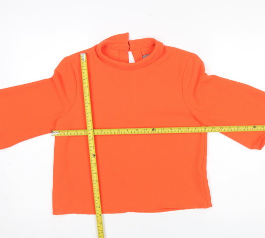 Vero Moda Womens Orange Cropped Blouse Size S High Neck 3/4 Sleeve