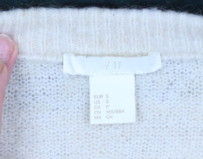 H&M Women’s Multicoloured Striped Chunky Knit Crew Jumper Size 8