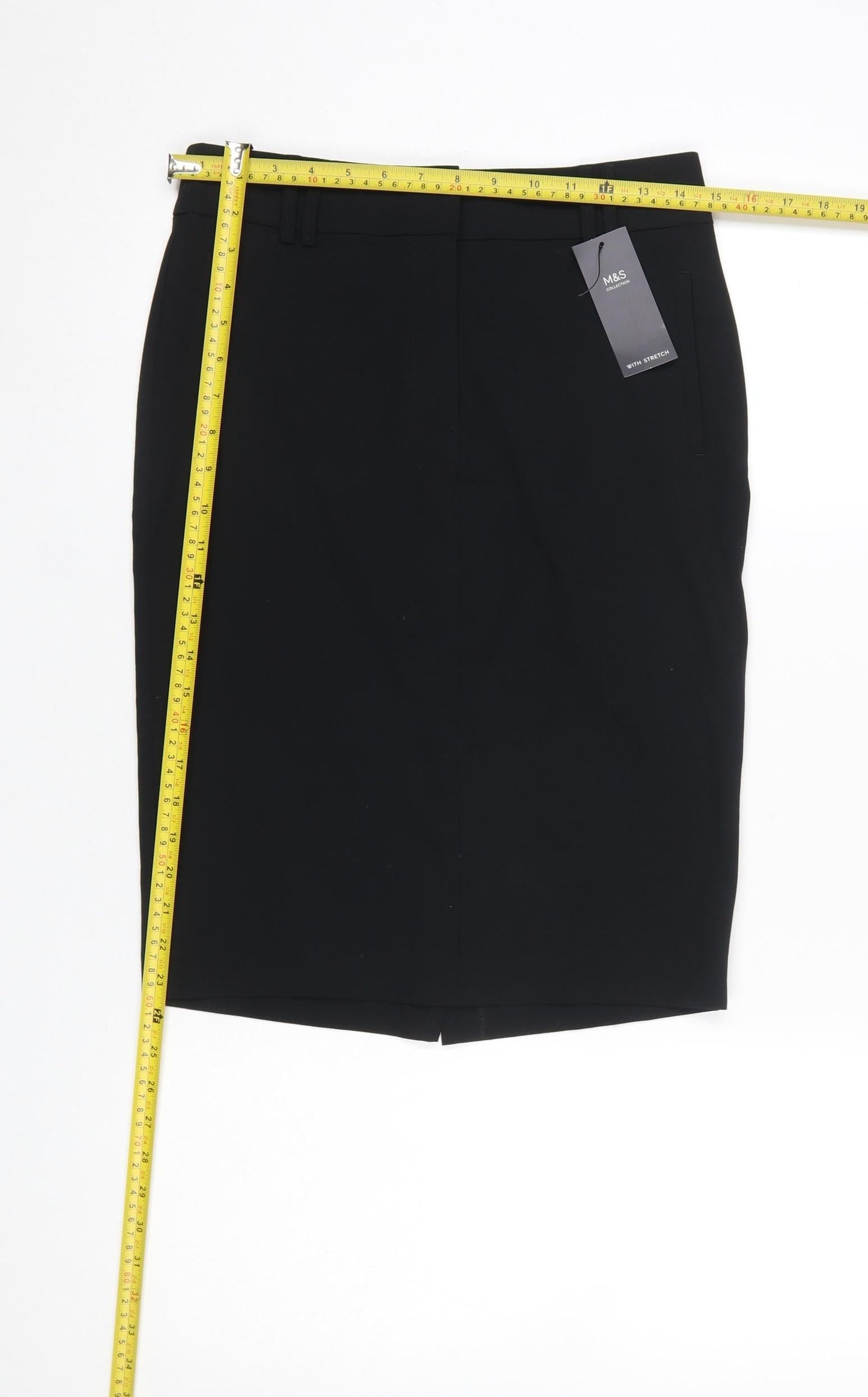 Marks and Spencer Womens Black Size 8 Pencil Stretch Work Skirt