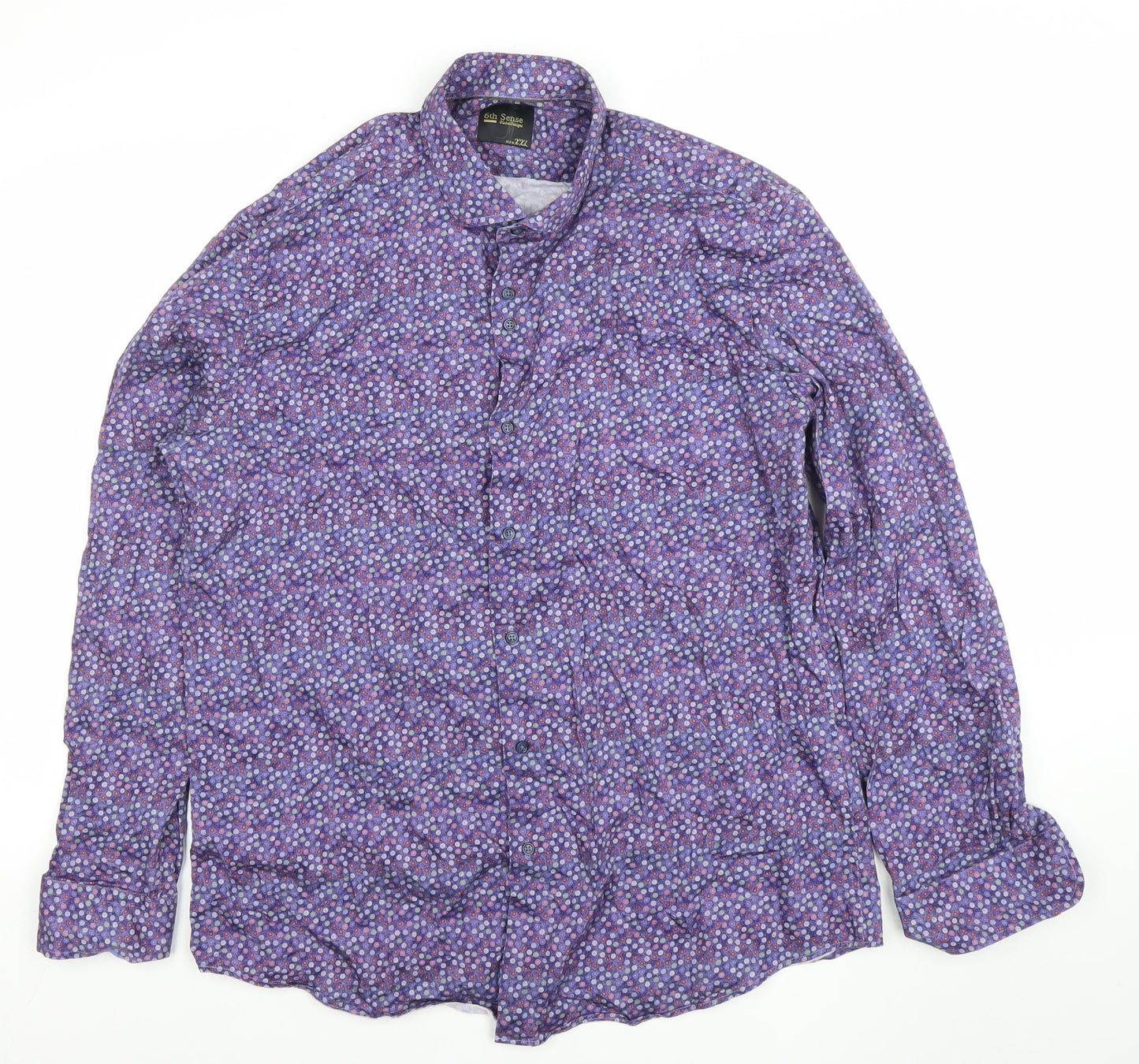 6th Sense Men's Purple Floral Long Sleeve Button-Up Shirt XXL