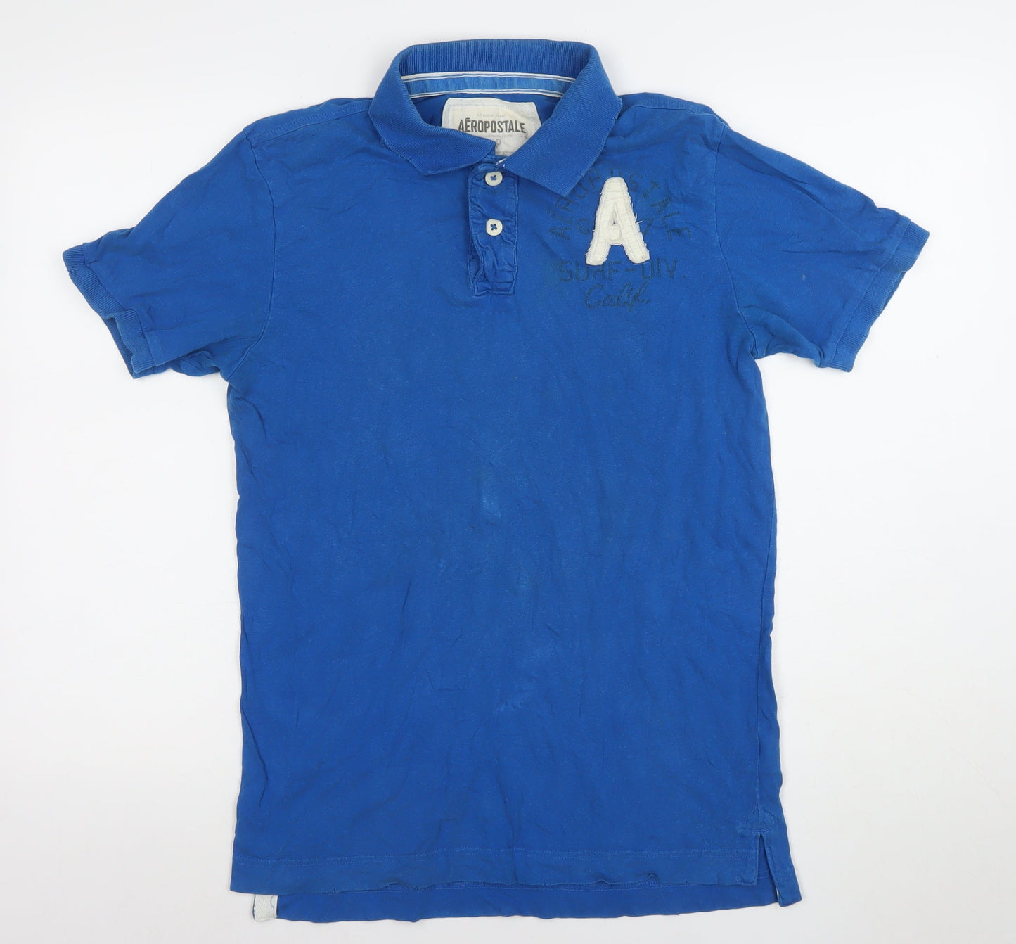 Aeropostale Men's Blue California Graphic Cotton Polo Shirt Size S