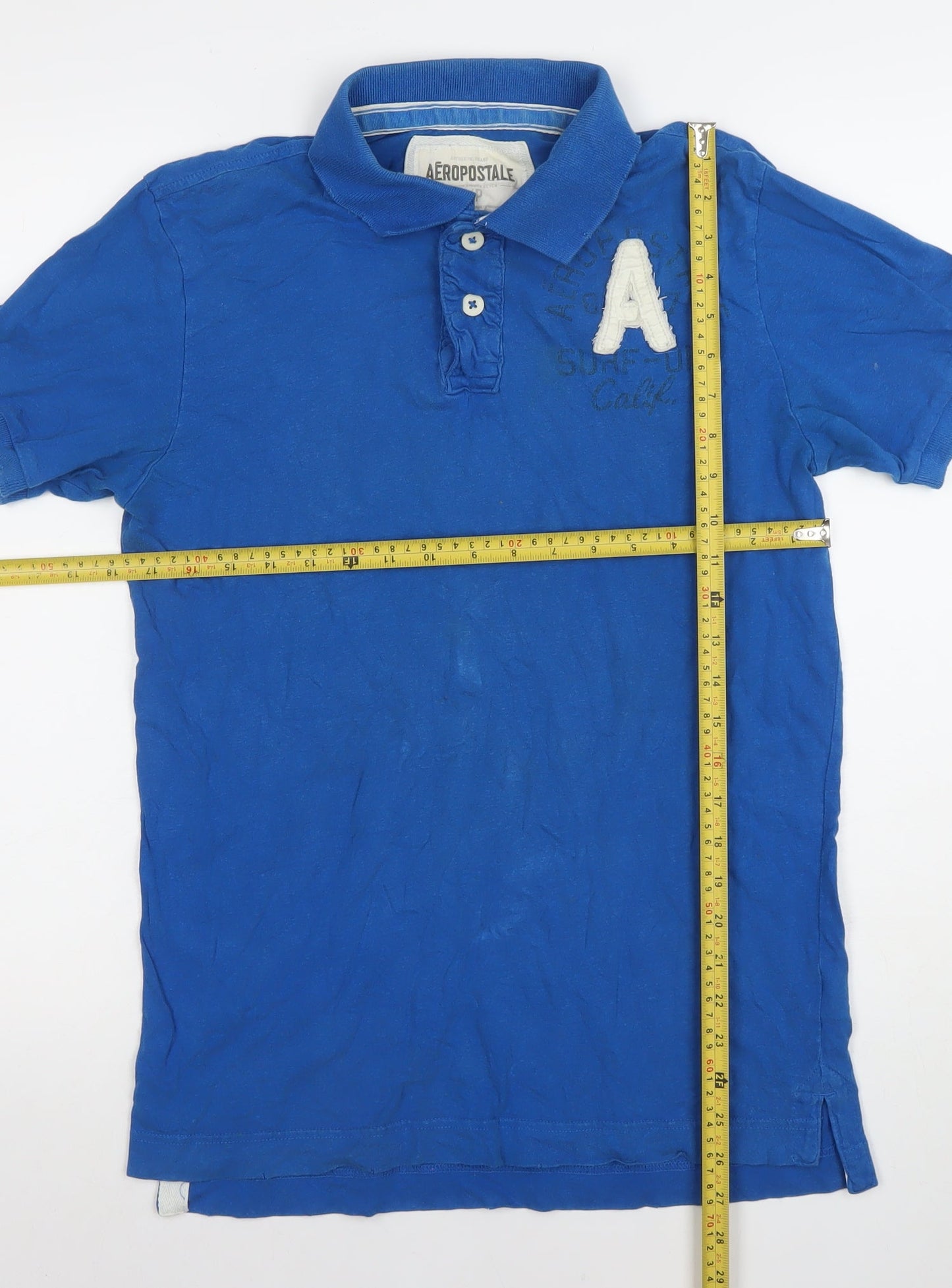 Aeropostale Men's Blue California Graphic Cotton Polo Shirt Size S