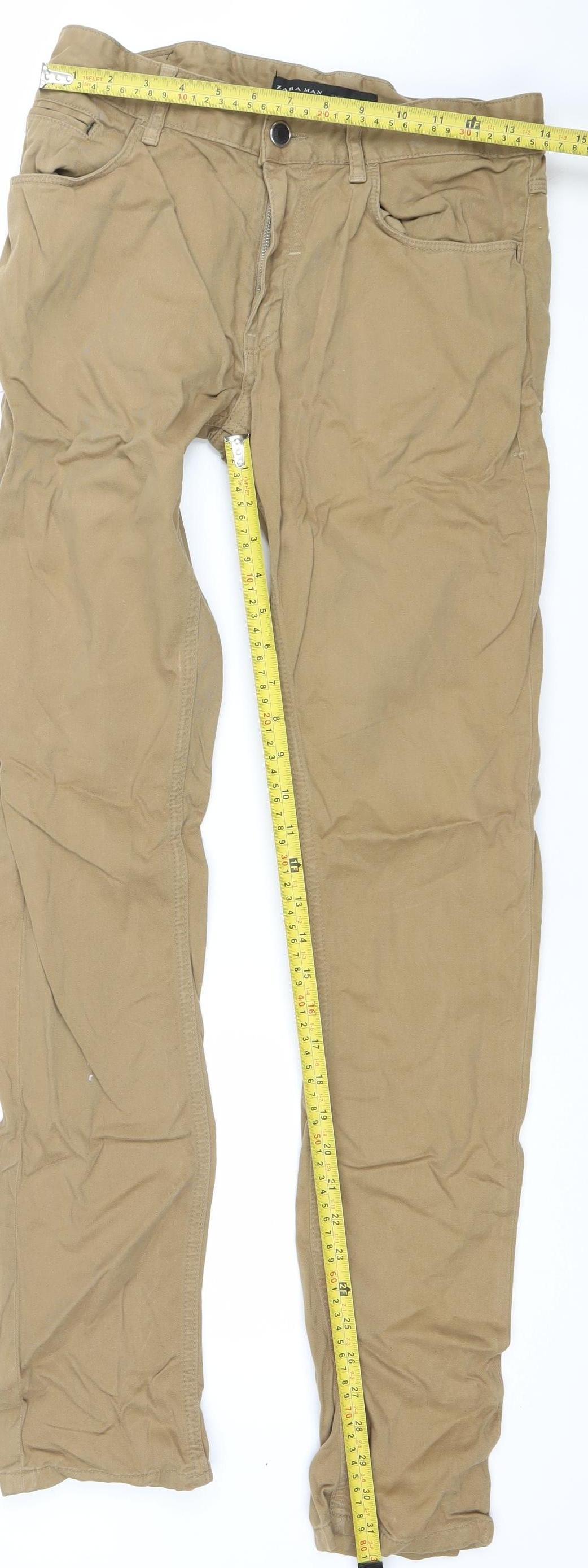 Zara Man Beige Slim Fit Straight Jeans 30in Waist Men’s Casual Denim