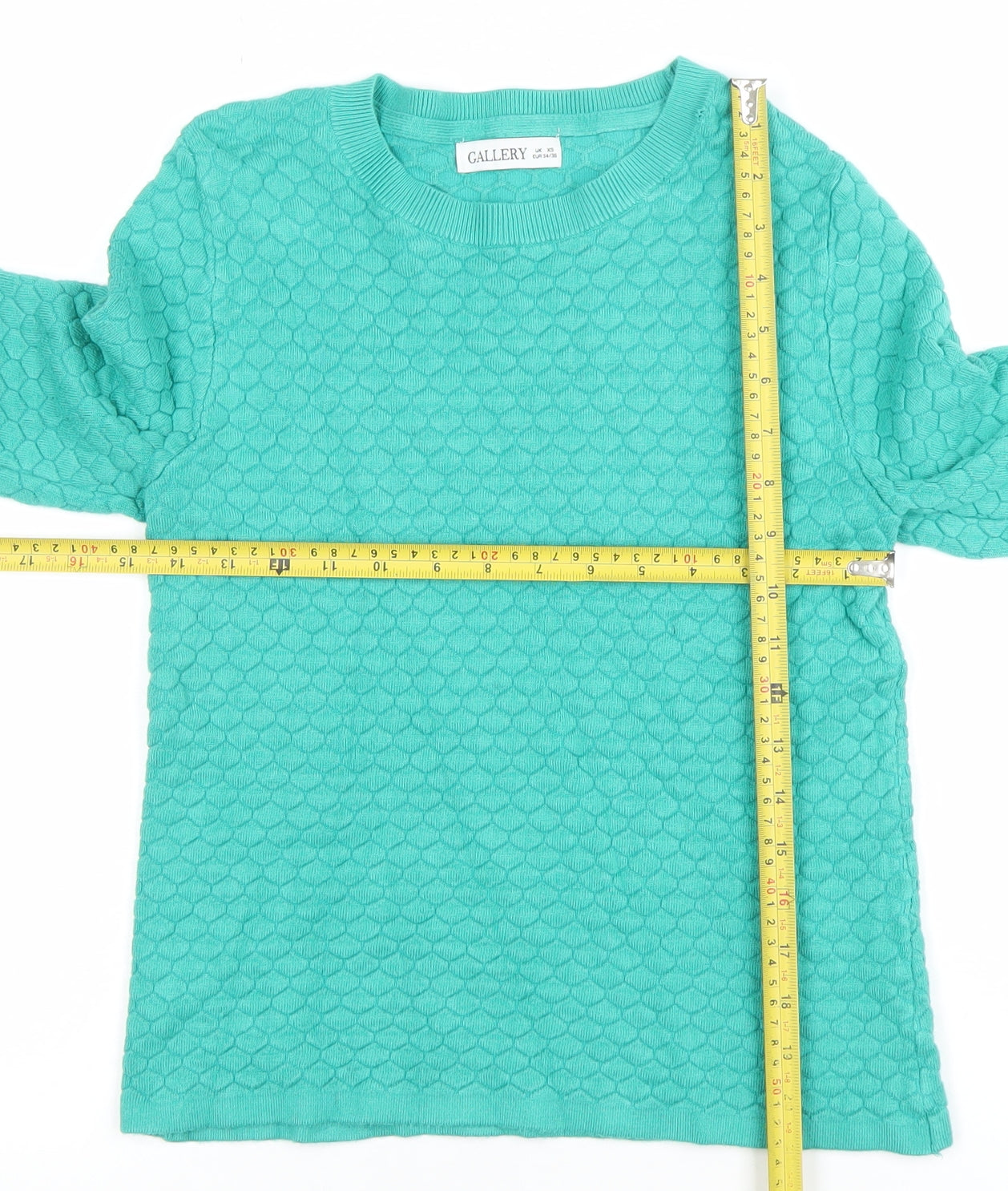 Gallery Women's Green Crew Neck Knit Pullover Jumper XS