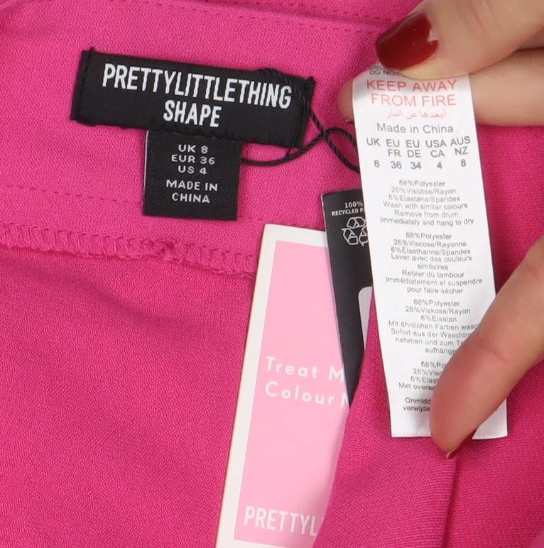 PrettyLittleThing Women’s Pink High Rise Stretch Mini Skirt Size 8