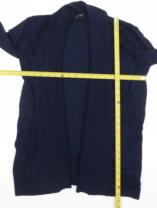 Mango Basics Women's Navy Blue L Open Front Long Sleeve Cardigan