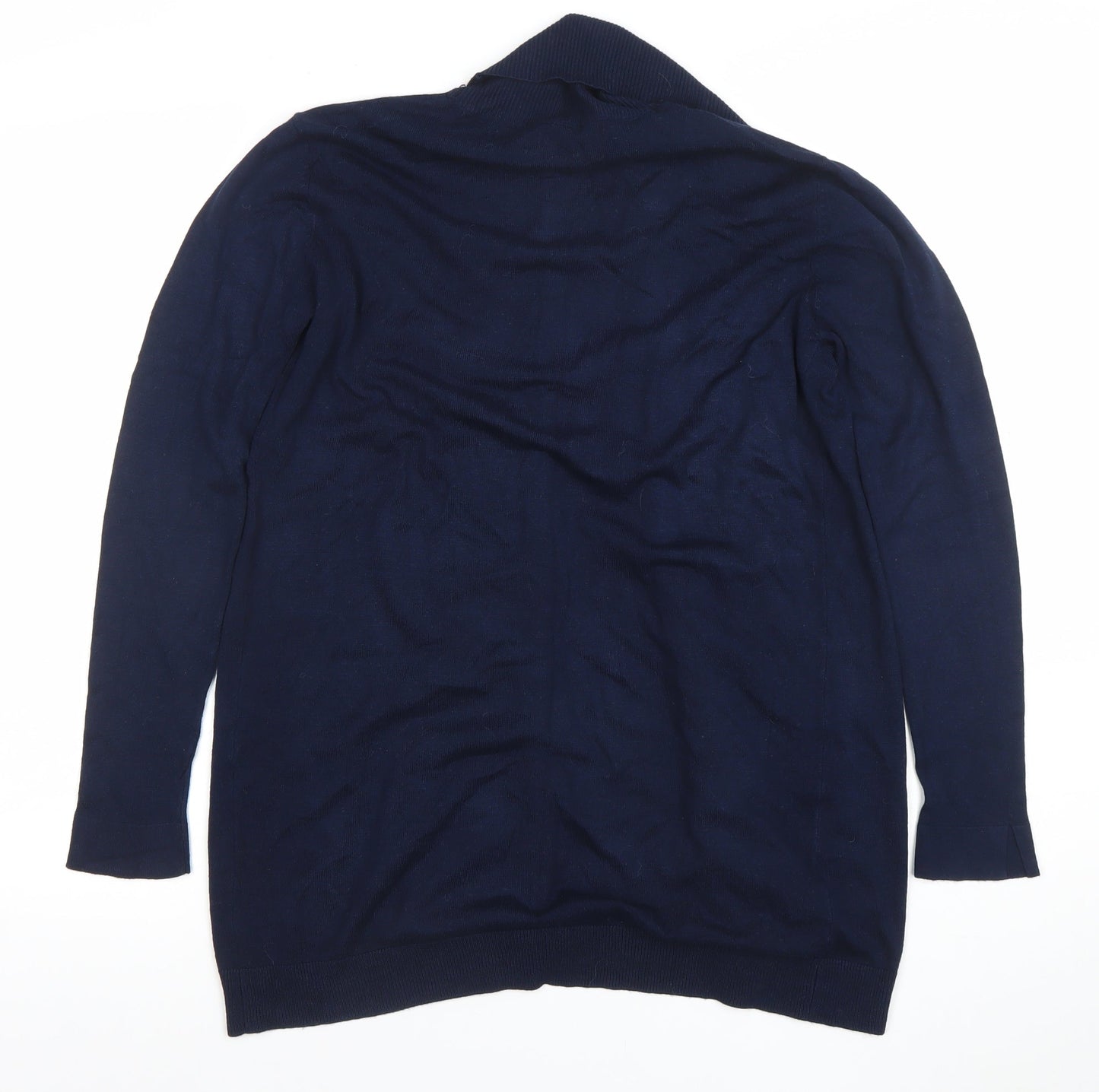 Mango Basics Women's Navy Blue L Open Front Long Sleeve Cardigan