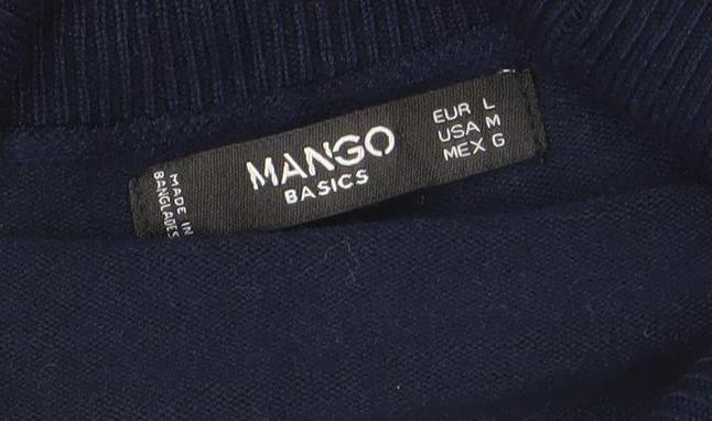 Mango Basics Women's Navy Blue L Open Front Long Sleeve Cardigan