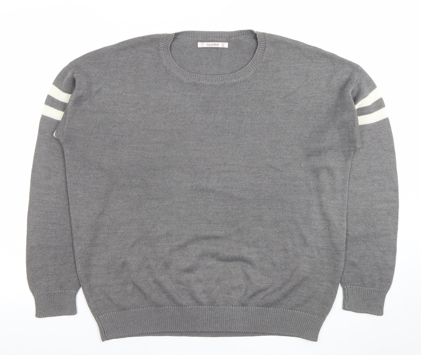 Pull&Bear Women Grey Crew Neck Long Sleeve Pullover Jumper Size 12