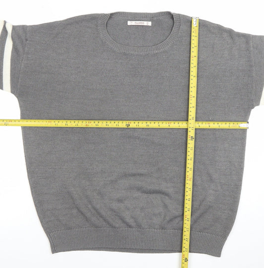 Pull&Bear Women Grey Crew Neck Long Sleeve Pullover Jumper Size 12
