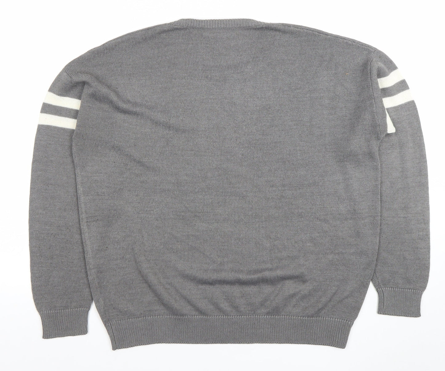 Pull&Bear Women Grey Crew Neck Long Sleeve Pullover Jumper Size 12
