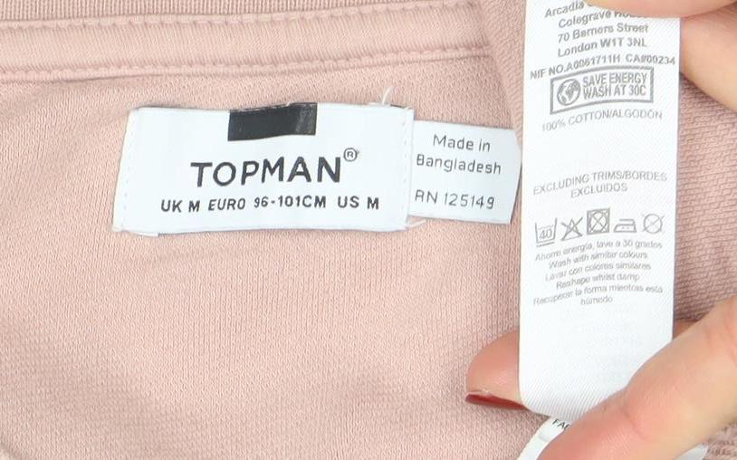 Topman Men's Beige Cotton Long Sleeve Pullover Sweatshirt M