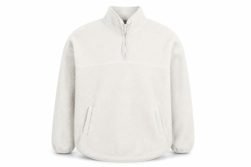 Front view of Dunnes Women Beige 1/2 Zip Fleece Sweatshirt Medium