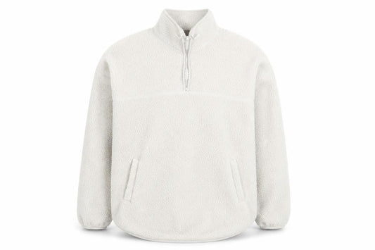 Front view of Dunnes Women Beige 1/2 Zip Fleece Sweatshirt Medium