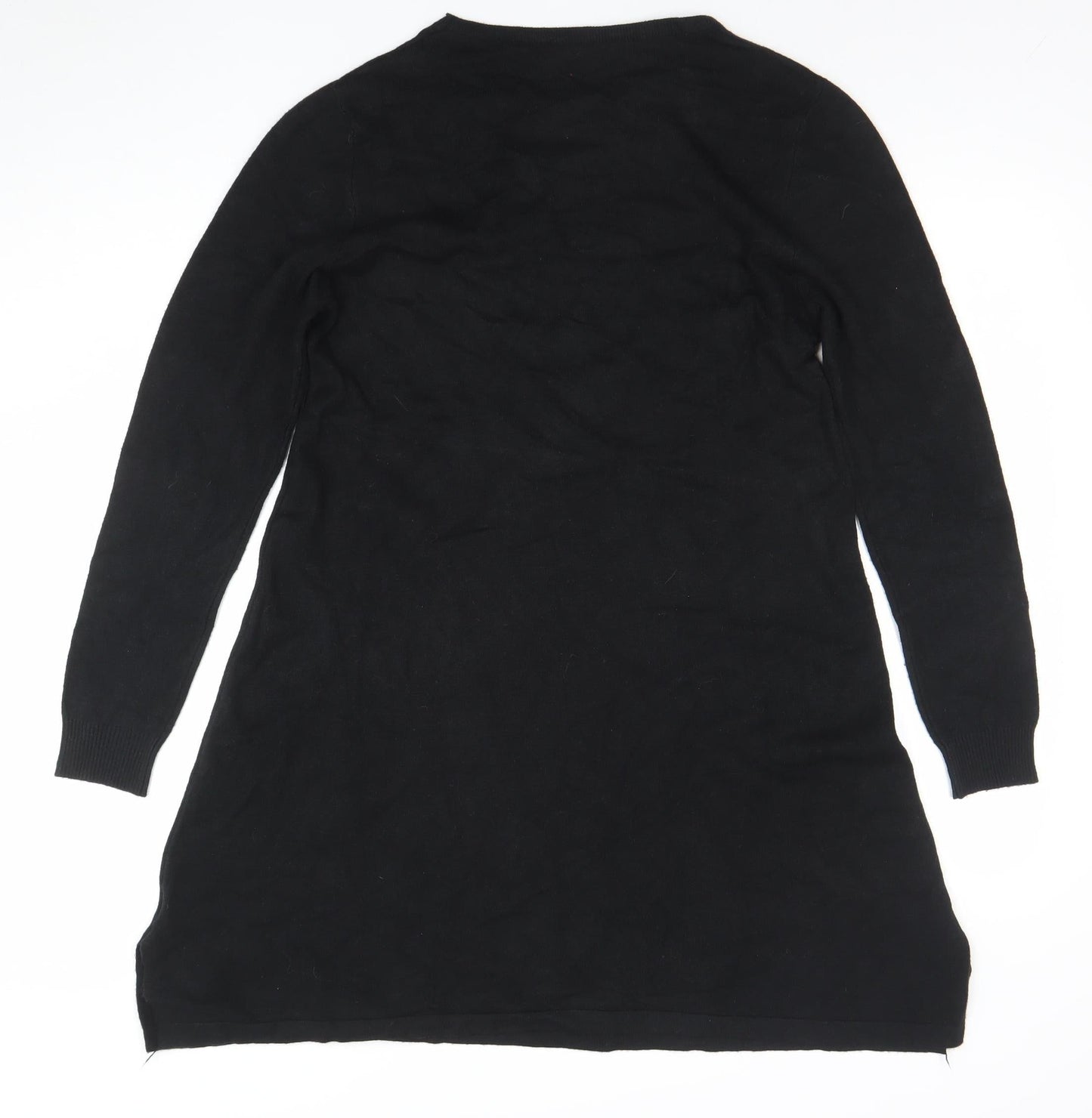 ZEVA Womens Black Knit Beaded Sweater Dress Size M Long Sleeve
