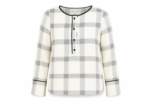 Mango Women’s White Checked Long Sleeve Blouse XS