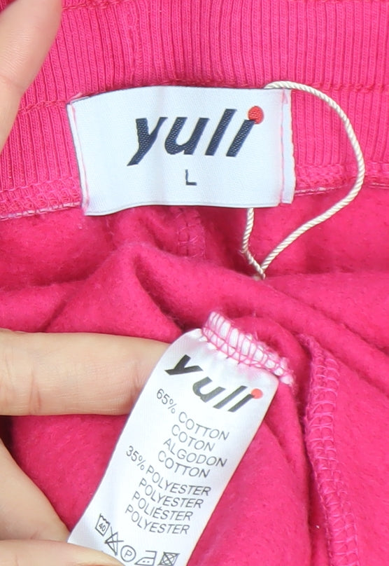 Yuli Women's Pink Jogger Sweatpants Size L Cotton Blend Activewear