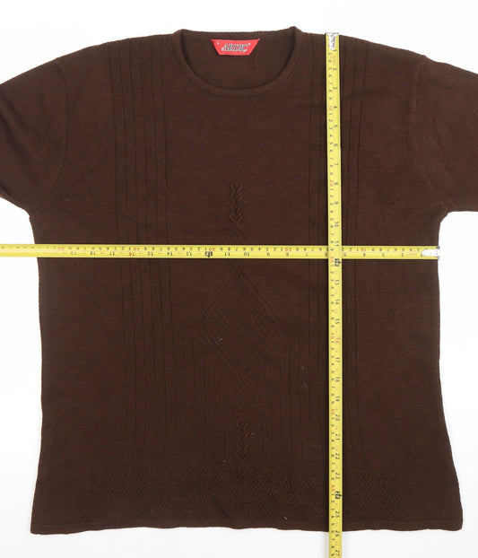 Ardic Women Brown Wool Blend Crew Neck Cable Knit Jumper L