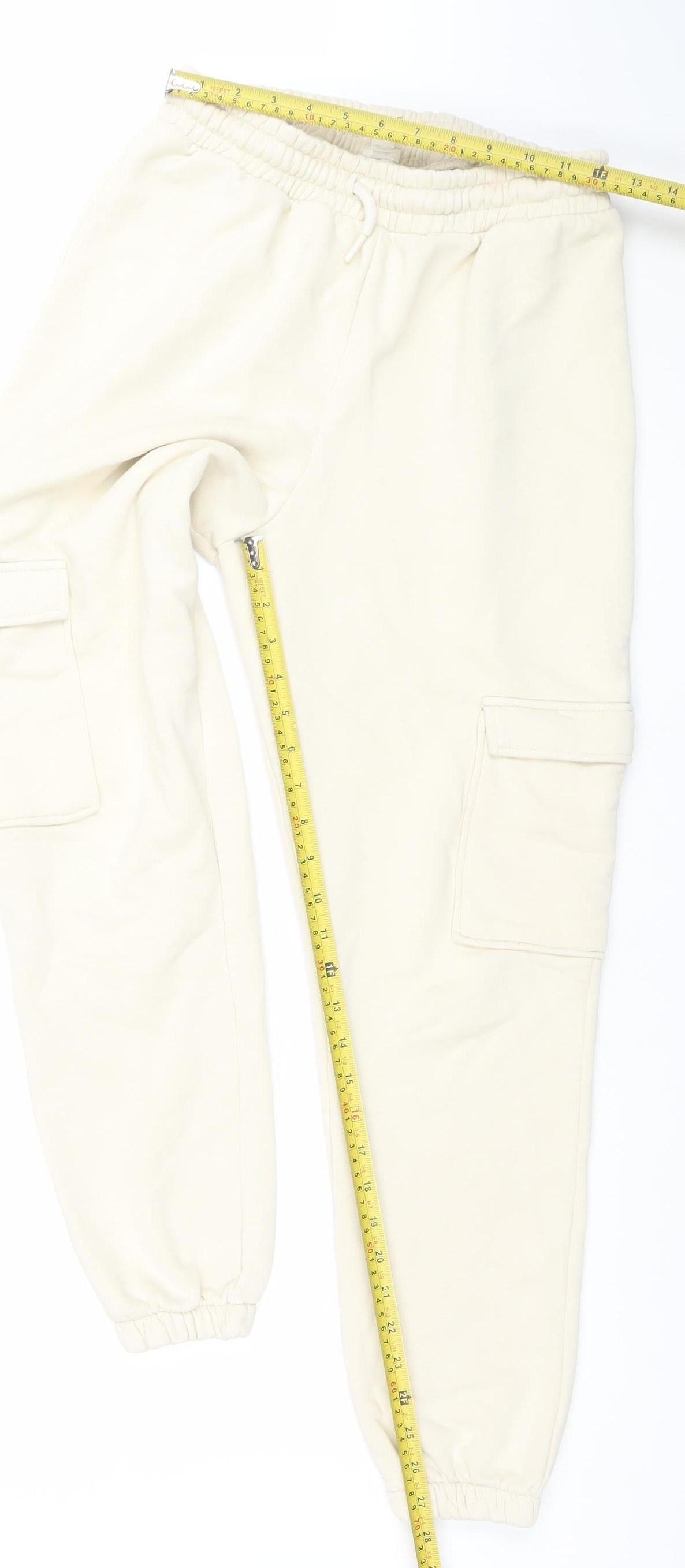 River Island Womens Ivory Jogger Trousers Size S Relaxed Fit