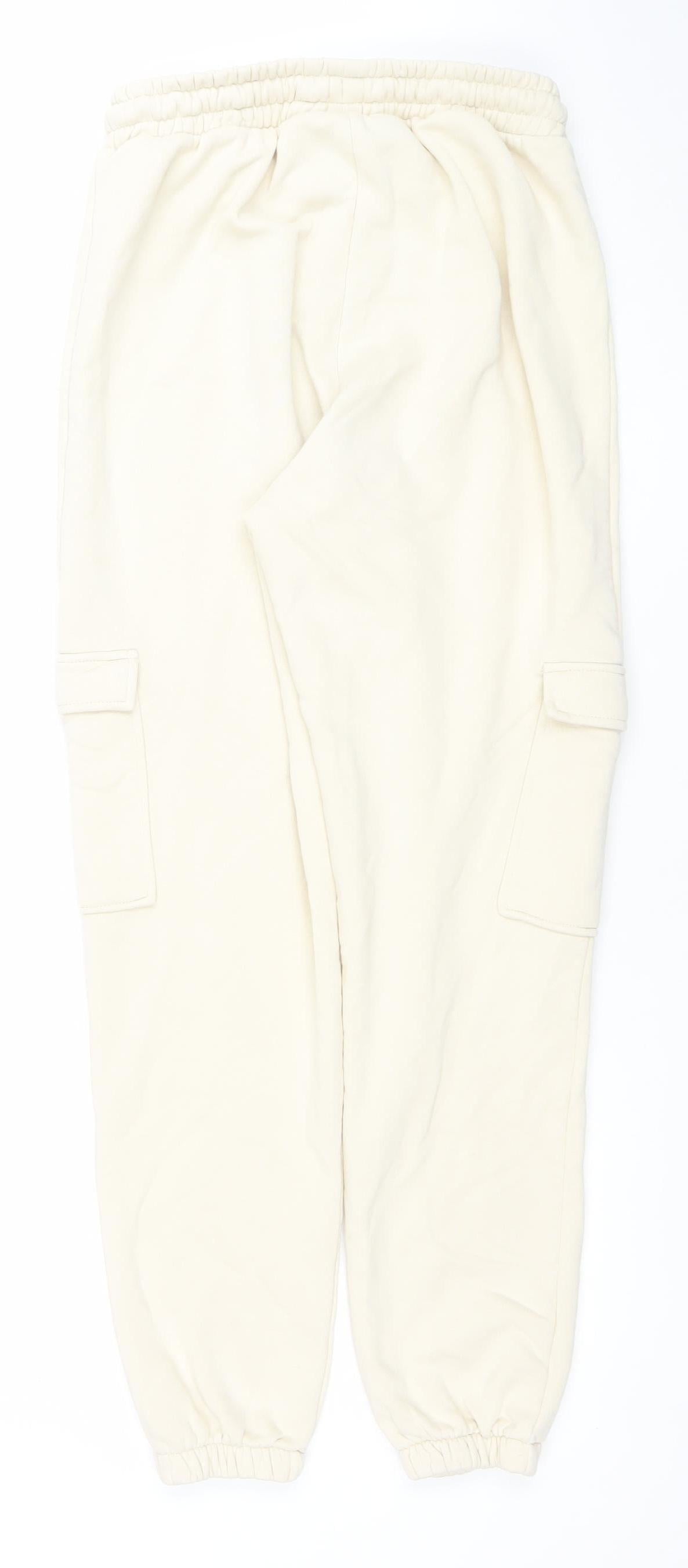River Island Womens Ivory Jogger Trousers Size S Relaxed Fit