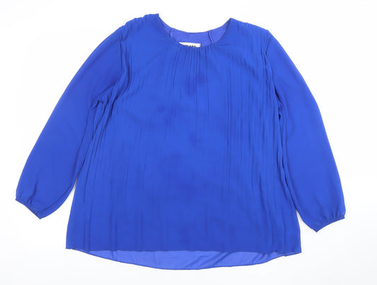 Gerard Women's Blue Pleated Long Sleeve Tunic Blouse Size S