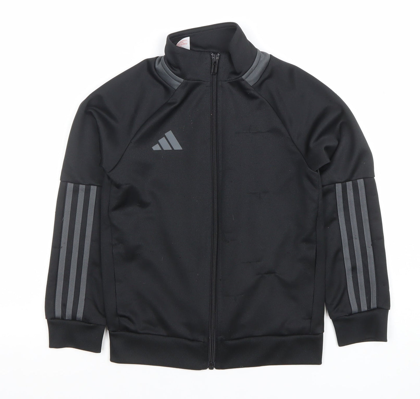 Adidas Boys Black Full Zip Hoodie 7-8 Years Polyester Sportswear