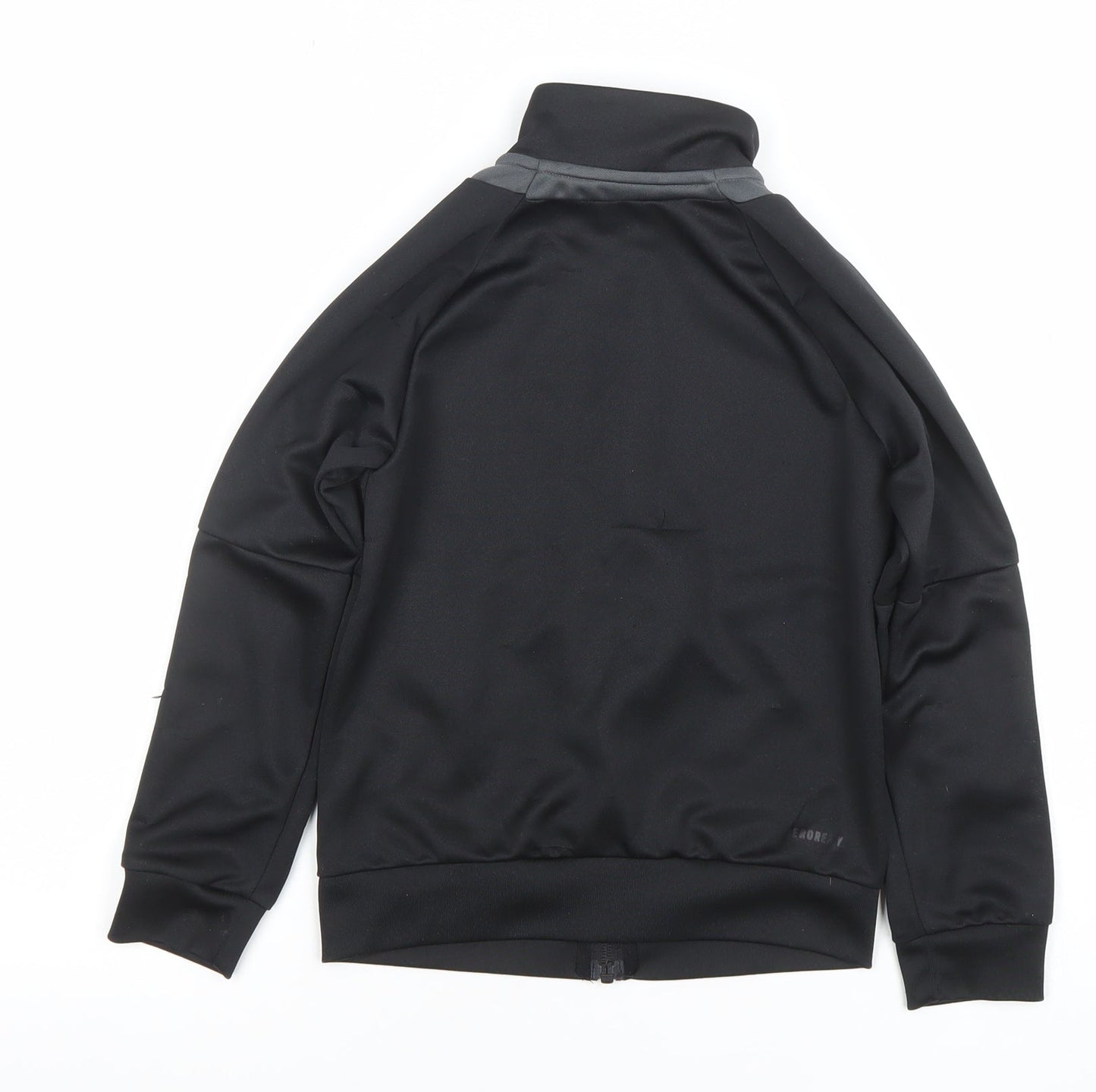 Adidas Boys Black Full Zip Hoodie 7-8 Years Polyester Sportswear