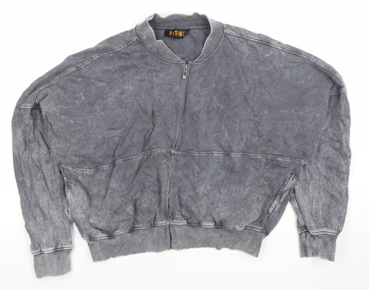 Rising Women’s Grey 1/4 Zip Cotton Pullover Sweatshirt S/M